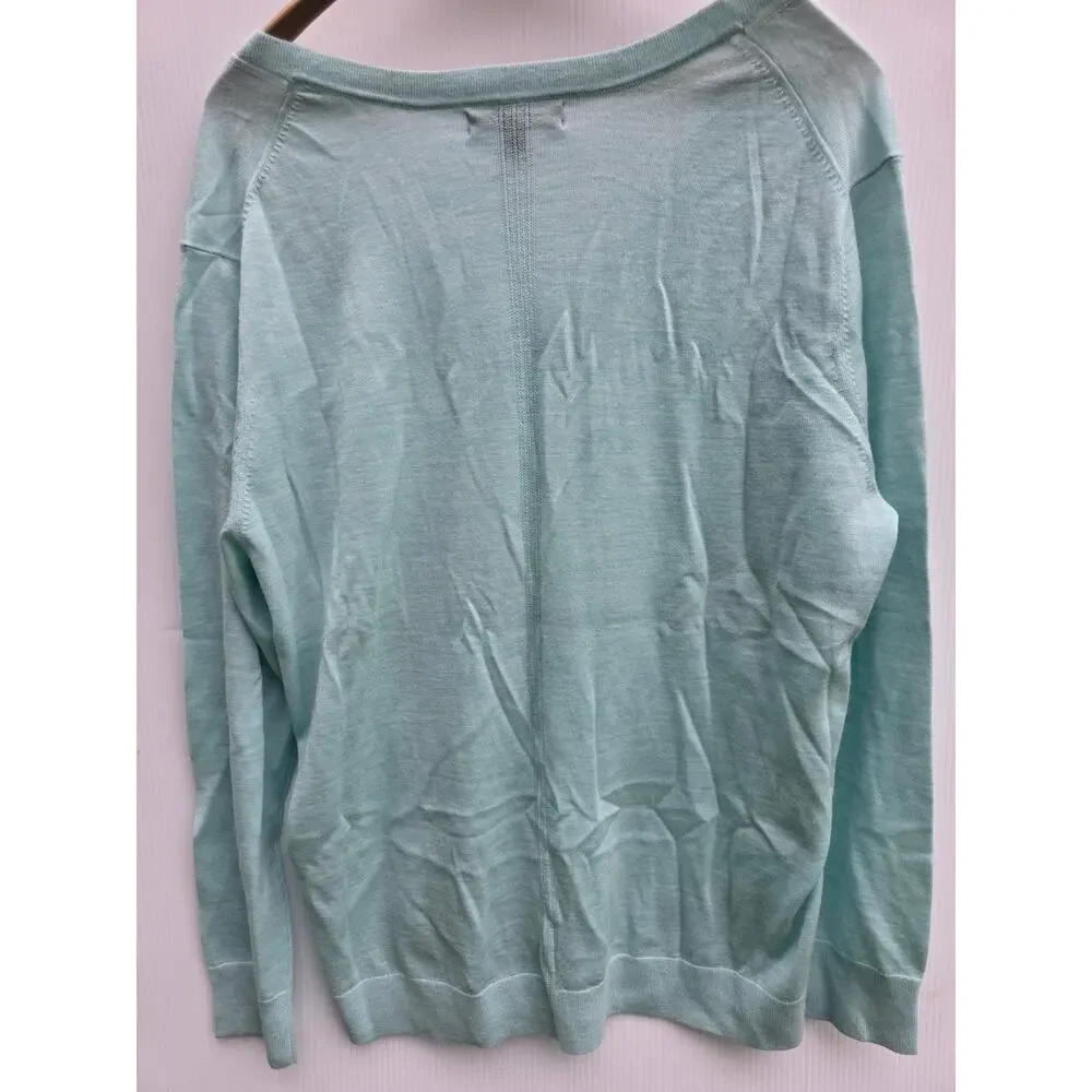 Soft Banana Republic Light Blue 100% Merino Wool V-Neck Sweater Size XL